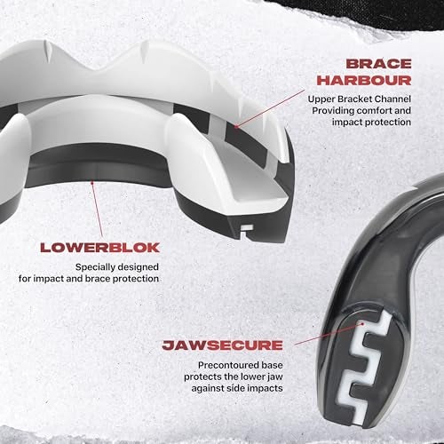 SAFEJAWZ Mouthguard for Braces, Upper & Lower Protection Remoldable Mouth Guard with Case for Boxing, Basketball, Football, MMA, Lacrosse, Hockey and All Contact Sports One Size (Fangz) - Image 3