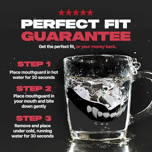 SAFEJAWZ Mouthguard for Braces, Upper & Lower Protection Remoldable Mouth Guard with Case for Boxing, Basketball, Football, MMA, Lacrosse, Hockey and All Contact Sports One Size (Fangz) - Image 4
