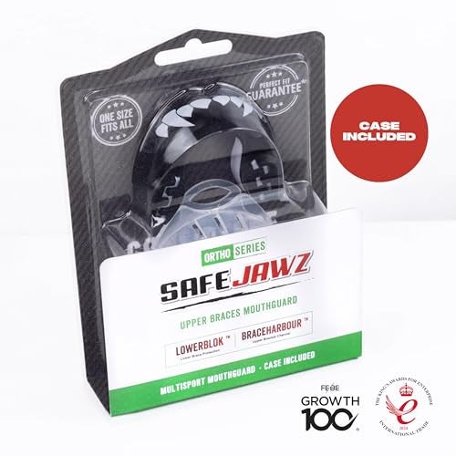 SAFEJAWZ Mouthguard for Braces, Upper & Lower Protection Remoldable Mouth Guard with Case for Boxing, Basketball, Football, MMA, Lacrosse, Hockey and All Contact Sports One Size (Fangz) - Image 5