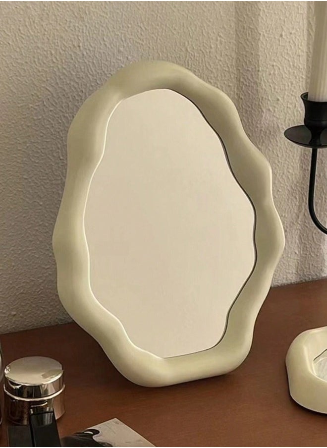 ShebSheb - Irregular Mirror,Cloud Makeup Mirror with Wall Hooks and Stand,Desktop Vanity Mirror for Bedroom, Living Room and Office - Image 1