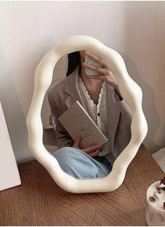 ShebSheb Irregular Mirror,Cloud Makeup Mirror with Wall Hooks and Stand,Desktop Vanity Mirror for Bedroom, Living Room and Office  - Image 1