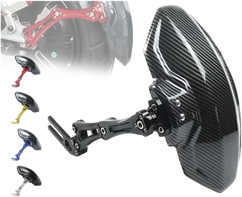 Universal Adjustable Rear Mudguard Splash Guard Blue Carbon Fiber Pattern Motorcycle Accessories - Image 4