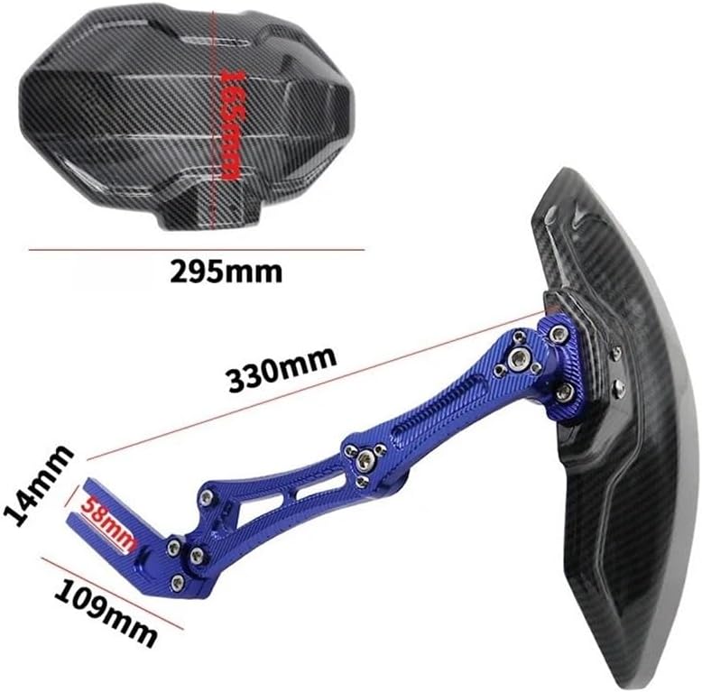 Universal Adjustable Rear Mudguard Splash Guard Blue Carbon Fiber Pattern Motorcycle Accessories - Image 5