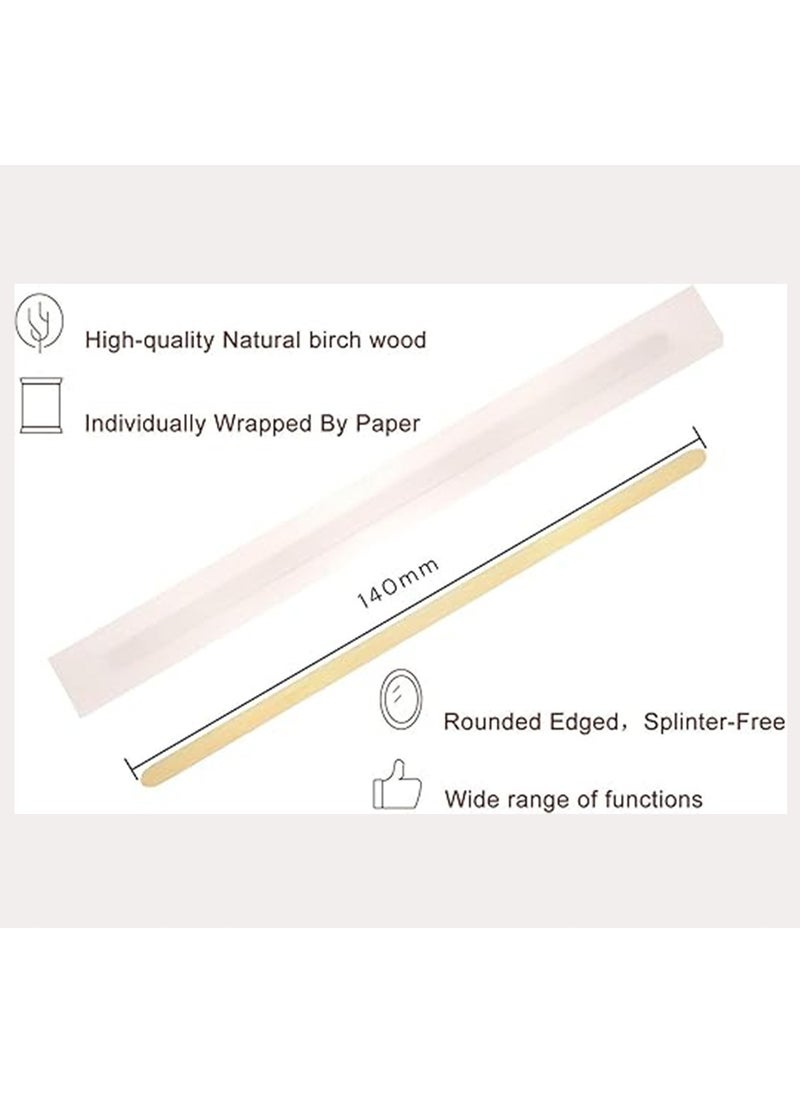 Generic - 14 cm Disposable Wooden Coffee Stirrers, [100 Pack] Individually Wrapped Stir Sticks for Tea, Hot Chocolate and Craft Projects - Image 1