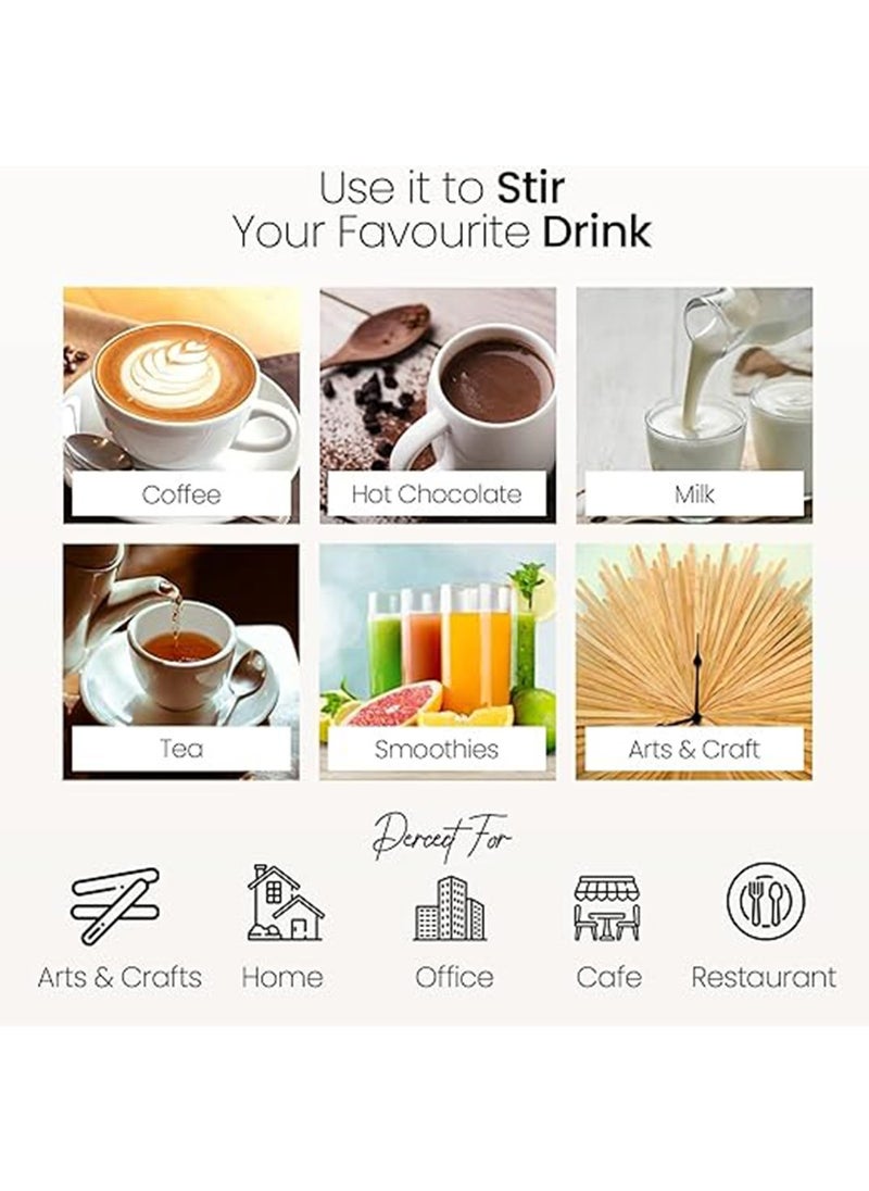Generic - 14 cm Disposable Wooden Coffee Stirrers, [100 Pack] Individually Wrapped Stir Sticks for Tea, Hot Chocolate and Craft Projects - Image 1