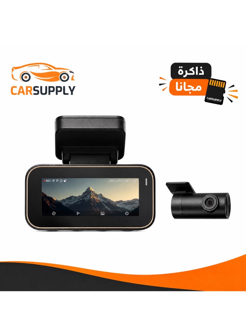 70mai A810 Dash Cam, 4K Front & 1080P Rear, Night Vision, Supercapacitor, 64GB SD Card Included, GPS, 3.18-inch IPS Screen, 24-Hour Parking Mode (Optional)