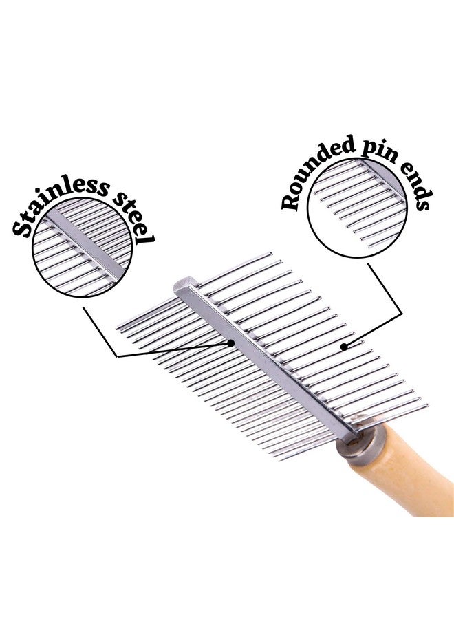 مشط مزدوج الجانب بإبر فولاذية للكلاب والقطط - (مشط خشبي) | مشط تصفيف الشعر للكلاب والقطط - أدوات تنظيف (خشبي مزدوج الجانب) - Image 5