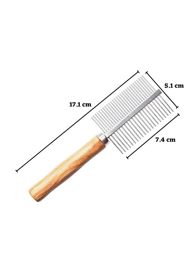 مشط مزدوج الجانب بإبر فولاذية للكلاب والقطط - (مشط خشبي) | مشط تصفيف الشعر للكلاب والقطط - أدوات تنظيف (خشبي مزدوج الجانب) - Image 2