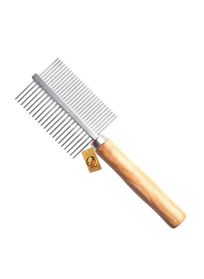مشط مزدوج الجانب بإبر فولاذية للكلاب والقطط - (مشط خشبي) | مشط تصفيف الشعر للكلاب والقطط - أدوات تنظيف (خشبي مزدوج الجانب) - Image 1