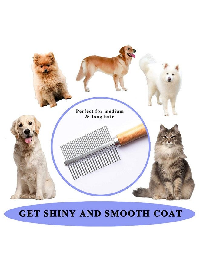 مشط مزدوج الجانب بإبر فولاذية للكلاب والقطط - (مشط خشبي) | مشط تصفيف الشعر للكلاب والقطط - أدوات تنظيف (خشبي مزدوج الجانب) - Image 4