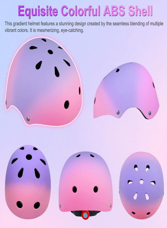 DINILEMU Kids Toddler Bike Helmet for Kids 3-5-8-14 Skateboard Helmet for Roller Skate Scooter Inline Skating Longboard Boys Girls Bicycle Helmet Pink Purple - Image 2