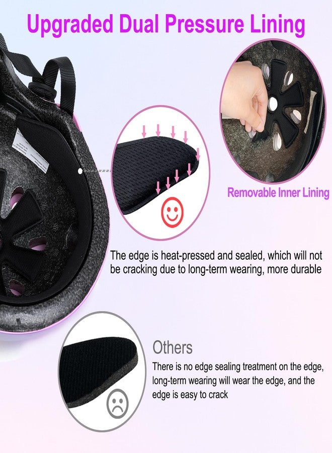 DINILEMU Kids Toddler Bike Helmet for Kids 3-5-8-14 Skateboard Helmet for Roller Skate Scooter Inline Skating Longboard Boys Girls Bicycle Helmet Pink Purple - Image 5