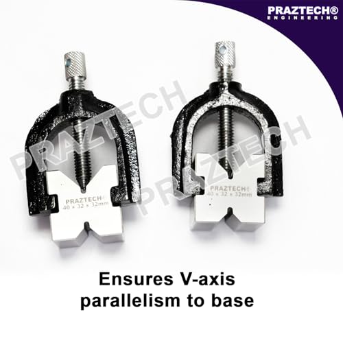 PRAZTECH® Precision Engineers VEE Blocks CLAMP Set - V Block Matched Pair, 40mm x 32mm x 32mm, Clamping capacity: 1" (25mm) in Wooden Box - Image 4