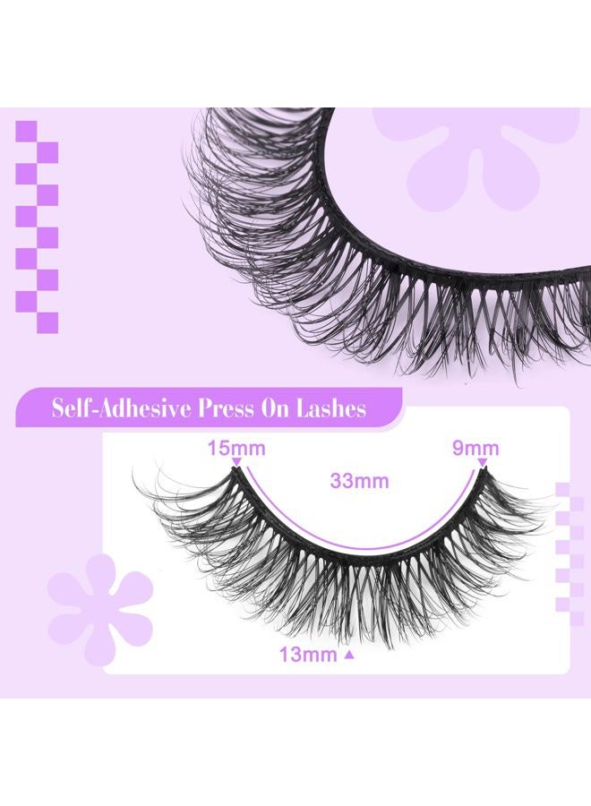 alphonse Self Adhesive Eyelashes, No Glue Needed False Eyelashes Natural Look, 15mm Wispy Self Adhesive Press on Lashes, No Glue Self Sticking Strip Lashes (3 Pairs) - Image 2