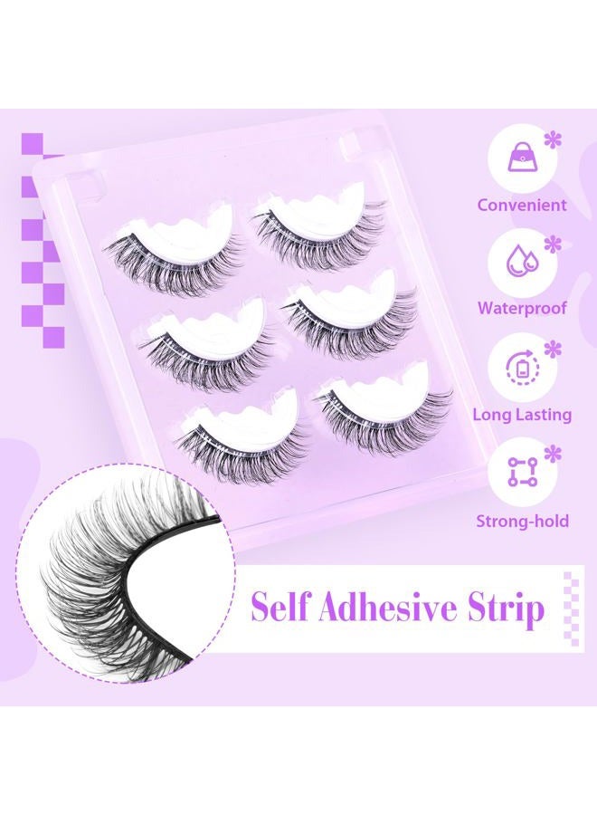 alphonse Self Adhesive Eyelashes, No Glue Needed False Eyelashes Natural Look, 15mm Wispy Self Adhesive Press on Lashes, No Glue Self Sticking Strip Lashes (3 Pairs) - Image 4