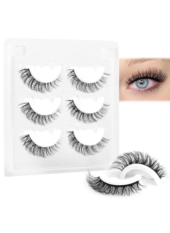 alphonse Self Adhesive Eyelashes, No Glue Needed False Eyelashes Natural Look, 15mm Wispy Self Adhesive Press on Lashes, No Glue Self Sticking Strip Lashes (3 Pairs) - Image 1
