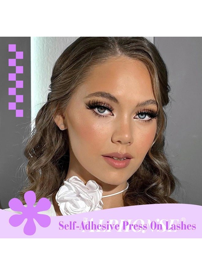 alphonse Self Adhesive Eyelashes, No Glue Needed False Eyelashes Natural Look, 15mm Wispy Self Adhesive Press on Lashes, No Glue Self Sticking Strip Lashes (3 Pairs) - Image 3