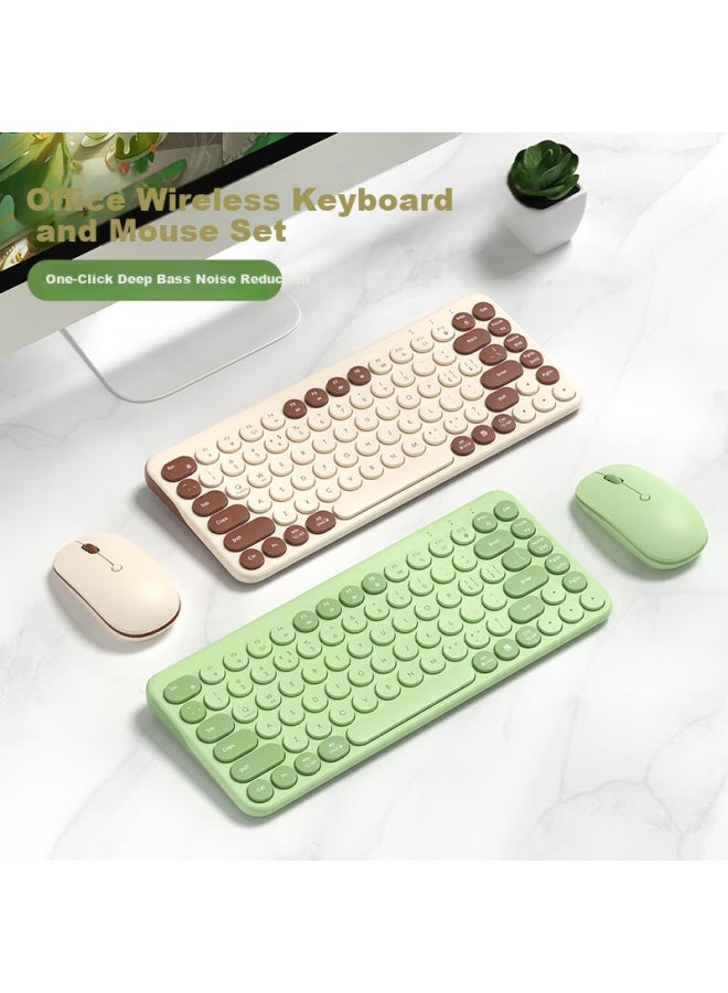 B.O.W Hangshi Mk397L Rechargeable Wireless Keyboard And Mouse Set, Ultra-Thin Office External Desktop Laptop Quiet Cute Keyboard And Mouse, Fresh Green - Image 2