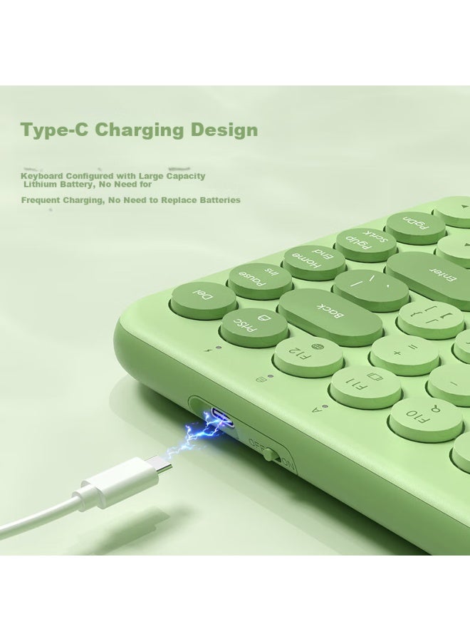 B.O.W Hangshi Mk397L Rechargeable Wireless Keyboard And Mouse Set, Ultra-Thin Office External Desktop Laptop Quiet Cute Keyboard And Mouse, Fresh Green - Image 5