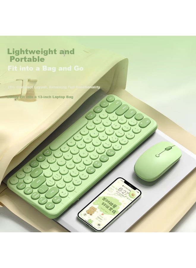 B.O.W Hangshi Mk397L Rechargeable Wireless Keyboard And Mouse Set, Ultra-Thin Office External Desktop Laptop Quiet Cute Keyboard And Mouse, Fresh Green - Image 3