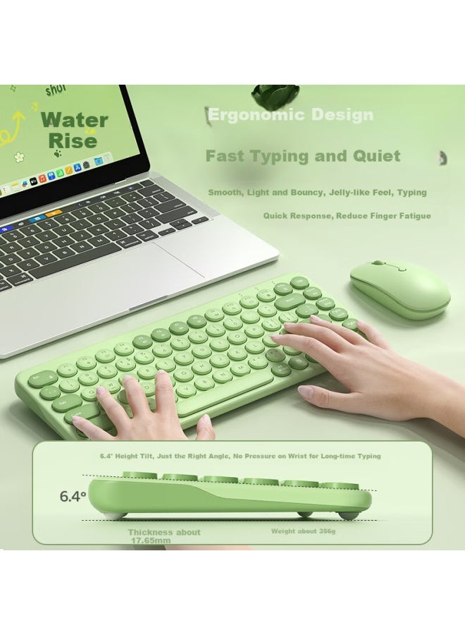 B.O.W Hangshi Mk397L Rechargeable Wireless Keyboard And Mouse Set, Ultra-Thin Office External Desktop Laptop Quiet Cute Keyboard And Mouse, Fresh Green - Image 4