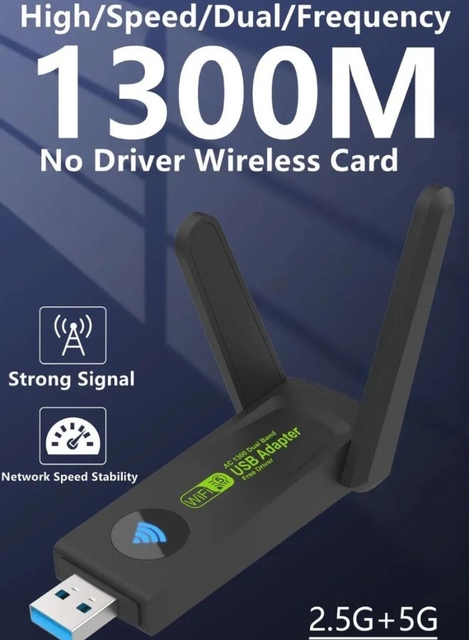 Youque Wireless USB WiFi Adapter,1300Mbps Dual Band 5.8/2.4Ghz Wireless Network External Receiver for PC/Desktop/Laptop/Tablet,Support Windows 11/10/8/7/Vista/XP - Image 3