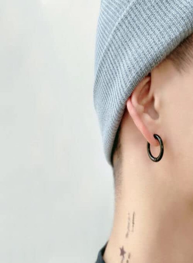 KRYSTALZ Punk Fashion Design Korean Ear Cuffs for Men Clip-on Hoop Earrings Men & Women Round Ear-Studs Non-Piercing Combo Hoops - Image 2