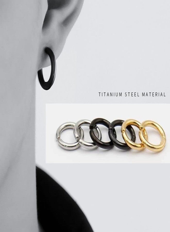KRYSTALZ Punk Fashion Design Korean Ear Cuffs for Men Clip-on Hoop Earrings Men & Women Round Ear-Studs Non-Piercing Combo Hoops - Image 5