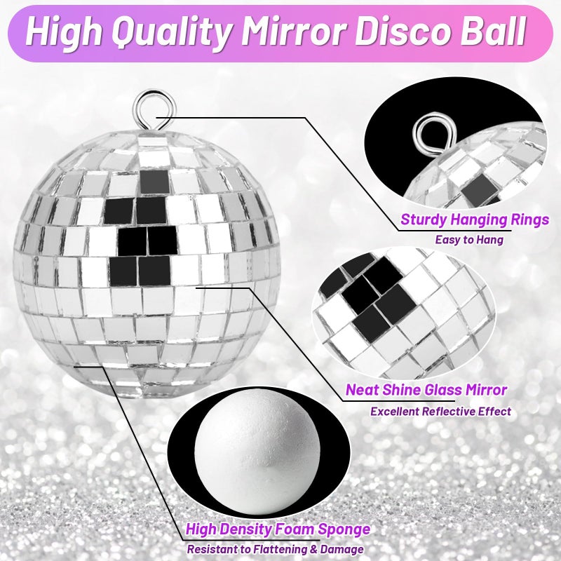 Jupwalz 40 Pcs Disco Balls with Rope, 5 Sizes Mini Disco Ball Decor Ornaments, Small MirrorBall Different Sizes Silver Decorations for Halloween DIY Christmas Tree Topper Music Prom Party Wedding - Image 4