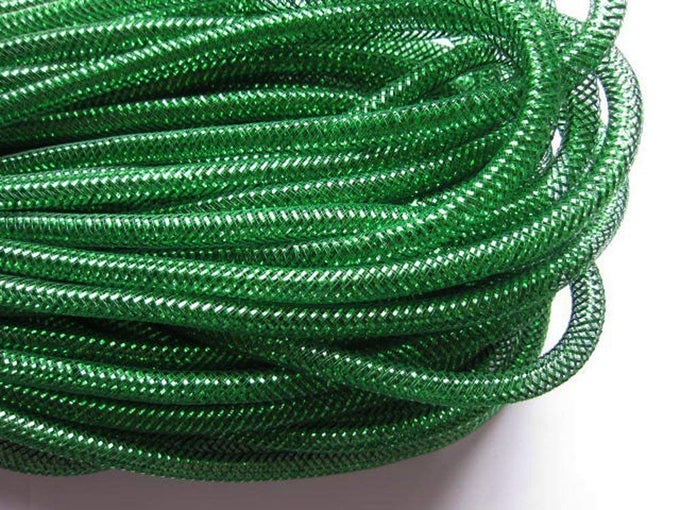 ONE ROLL 30 YARDS SOLID MESH TUBE DECO FLEX FOR WREATHS CYBERLOX CRIN CRAFTS 8MM 38INCH ALL EMERALD