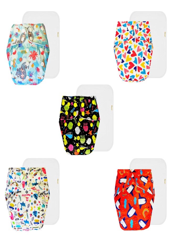 Dumbledo Premium Cloth Diaper with Cotton Insert (Pack of 5) | Soft & Gentle | 6-Layer Absorbent Pad | Easy to Clean | Trusted by Moms | 3 Months - 3 Years | Unisex Baby - Image 1