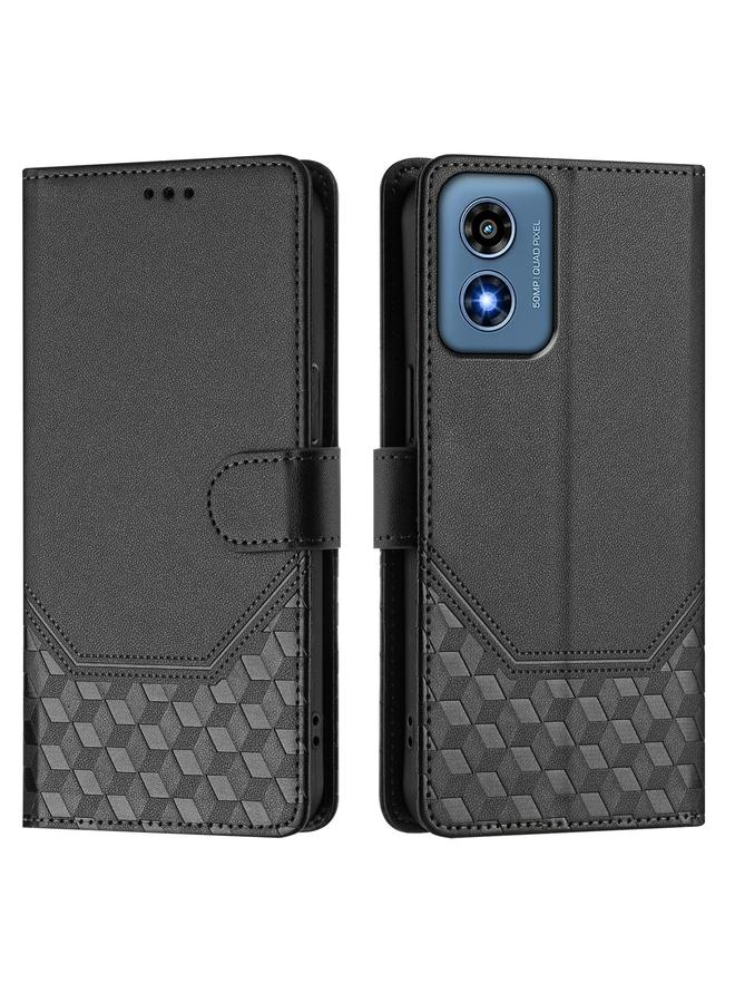 S-TOP Case For Motorola Moto G Play 4G 2024 Oversea Honeycomb Embossing RFID Leather Phone Case - Image 2