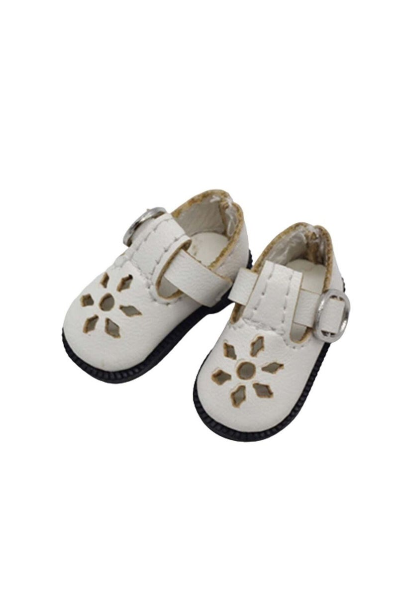 White 3.2cm Doll Shoes for Blythes Doll Toy,1/8 Mini Leather Dolls Shoes for Blyth Azone BJD,Casual