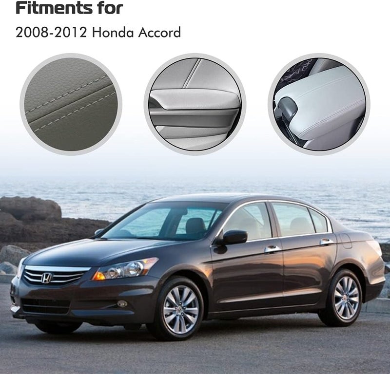 A ABIGAIL Center Console Armrest Cover & Front Door Panels Armrest for Honda Accord (2008-2012) - Gray - Image 5