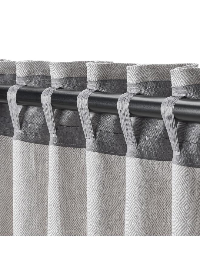 Zaboon Curtains, 1 Pair, With Heading Tape/White/Grey, 145X300 Cm - Image 3