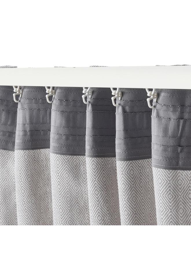 Zaboon Curtains, 1 Pair, With Heading Tape/White/Grey, 145X300 Cm - Image 2