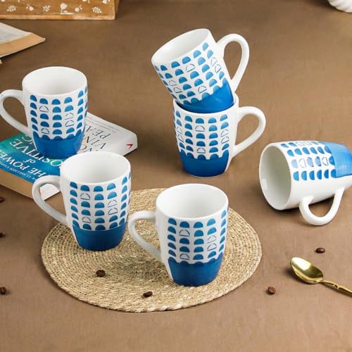 The Earth Store Sky Blue Dome Ceramic Coffee Mug Set of 6, 350 ML Microwave and Dishwasher Safe Tea/Milk Mug for Gift, Ideal for Home, Office, Gifting, and Daily Use - Image 4
