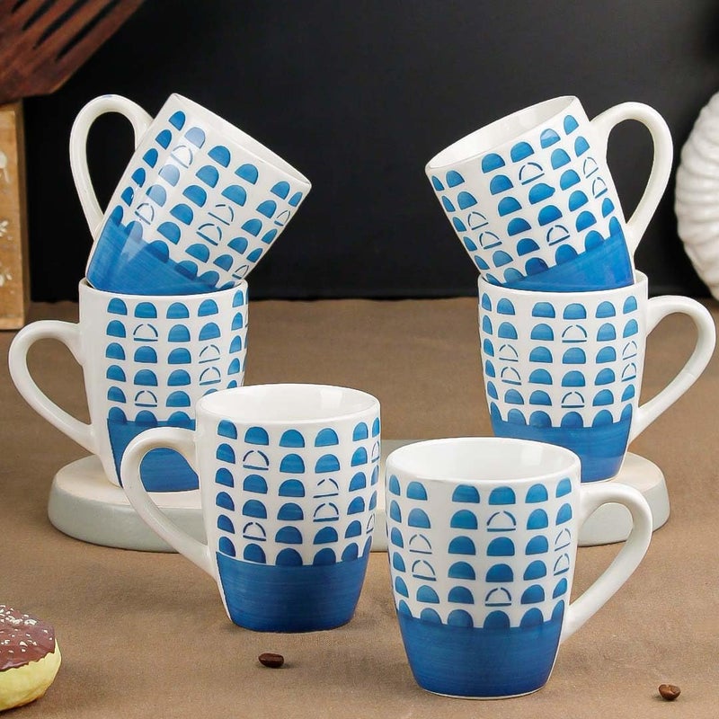 The Earth Store Sky Blue Dome Ceramic Coffee Mug Set of 6, 350 ML Microwave and Dishwasher Safe Tea/Milk Mug for Gift, Ideal for Home, Office, Gifting, and Daily Use - Image 5