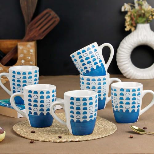 The Earth Store Sky Blue Dome Ceramic Coffee Mug Set of 6, 350 ML Microwave and Dishwasher Safe Tea/Milk Mug for Gift, Ideal for Home, Office, Gifting, and Daily Use - Image 3