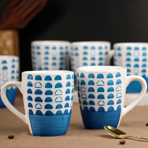 The Earth Store Sky Blue Dome Ceramic Coffee Mug Set of 6, 350 ML Microwave and Dishwasher Safe Tea/Milk Mug for Gift, Ideal for Home, Office, Gifting, and Daily Use - Image 2