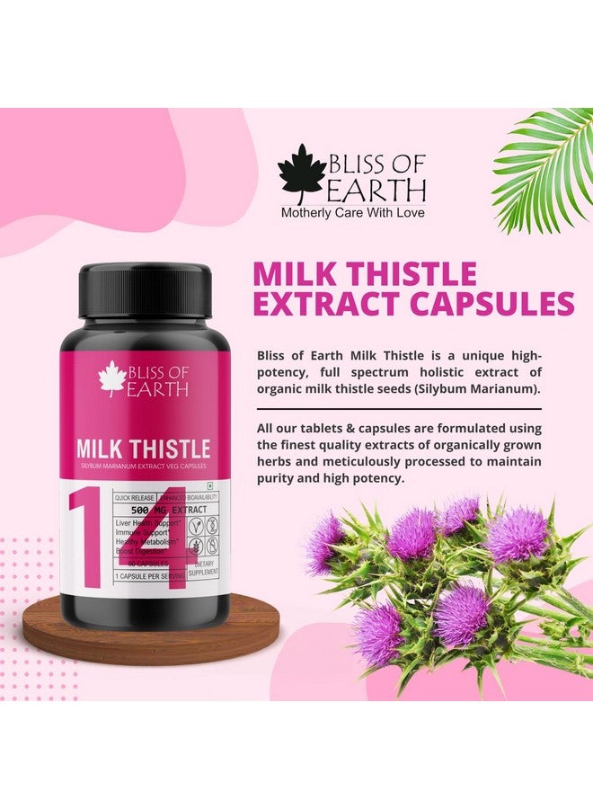 Bliss of Earth Milk Thistle Capsules, Liver Support Supplement, 60 Count, 500mg Pure Extract Per Serving, Organic, Non-GMO, 500mg, Vegan-Friendly - Image 3