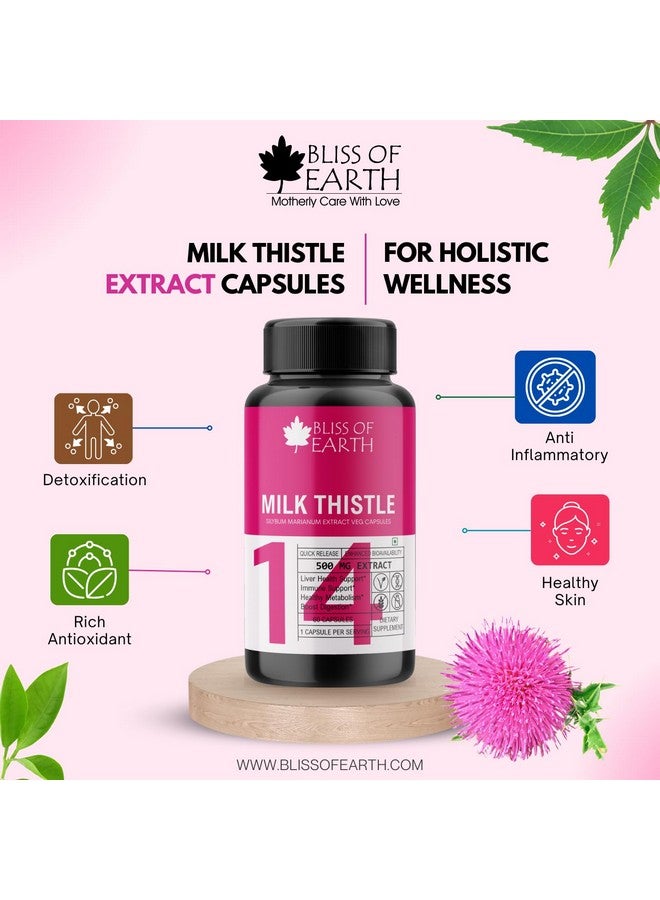 Bliss of Earth Milk Thistle Capsules, Liver Support Supplement, 60 Count, 500mg Pure Extract Per Serving, Organic, Non-GMO, 500mg, Vegan-Friendly - Image 5