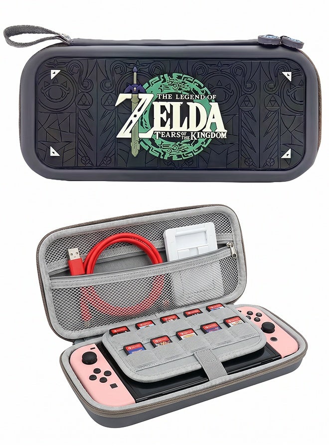 حقيبة حمل صلبة بتصميم سيف قبلي قديم لـ Nintendo Switch – حقيبة سفر مقاومة للصدمات مع حاملات لبطاقات الألعاب وحزام يد - Image 2