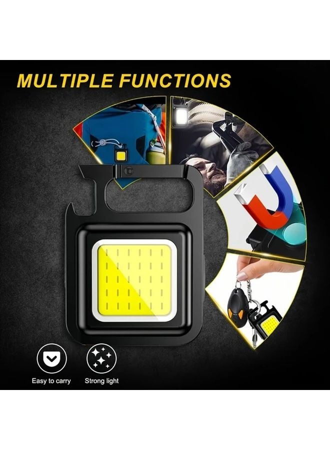 Black LED Keychain Flashlight Portable USB Charging Pocket Light For Camping Hiking Emergencies - Image 2