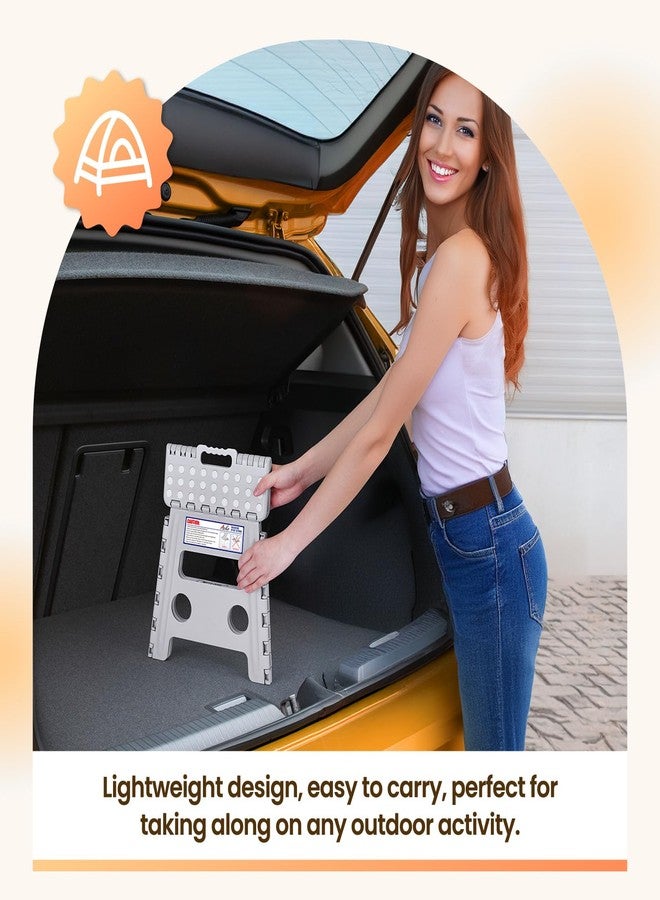 أكو كرسي قابل للطي من ACKO، كرسي بلاستيكي قابل للطي مقاس 13 بوصة للأطفال والكبار، يتحمل وزنًا يصل إلى 300 رطل، كرسي للقدمين بمقبض محمول للمطبخ والخزانة وغرفة النوم (رمادي) - Image 5