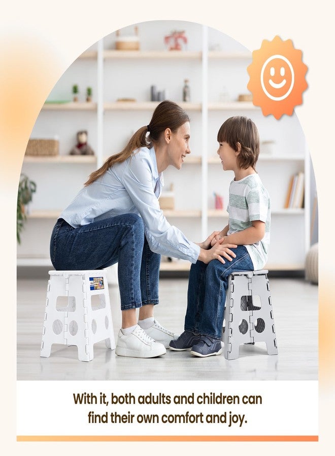 أكو كرسي قابل للطي من ACKO، كرسي بلاستيكي قابل للطي مقاس 13 بوصة للأطفال والكبار، يتحمل وزنًا يصل إلى 300 رطل، كرسي للقدمين بمقبض محمول للمطبخ والخزانة وغرفة النوم (رمادي) - Image 4