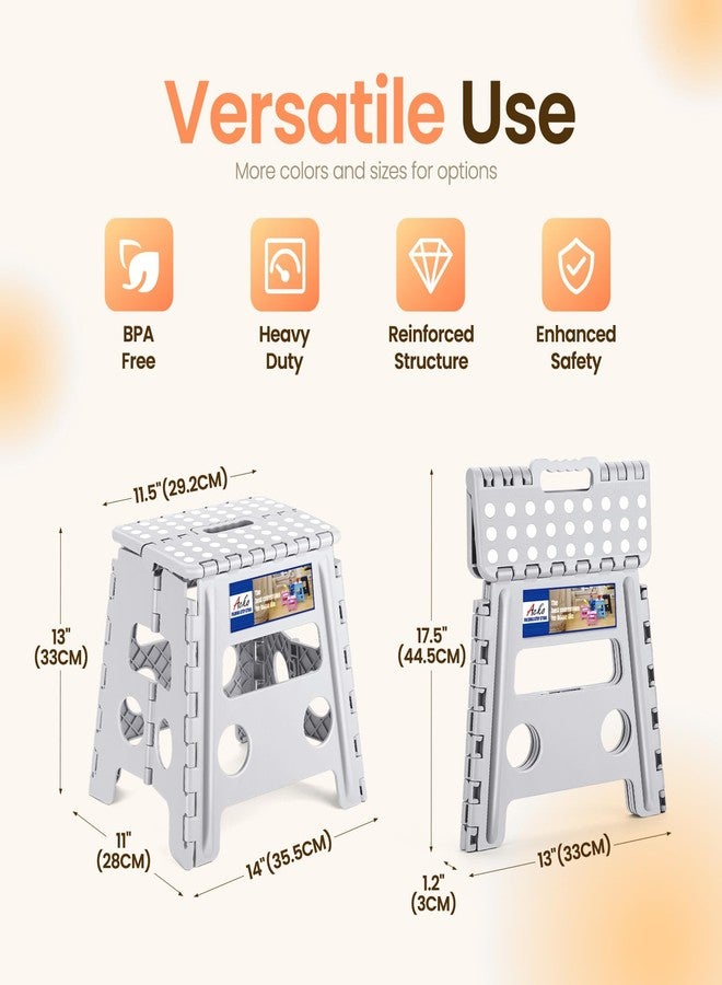 أكو كرسي قابل للطي من ACKO، كرسي بلاستيكي قابل للطي مقاس 13 بوصة للأطفال والكبار، يتحمل وزنًا يصل إلى 300 رطل، كرسي للقدمين بمقبض محمول للمطبخ والخزانة وغرفة النوم (رمادي) - Image 3