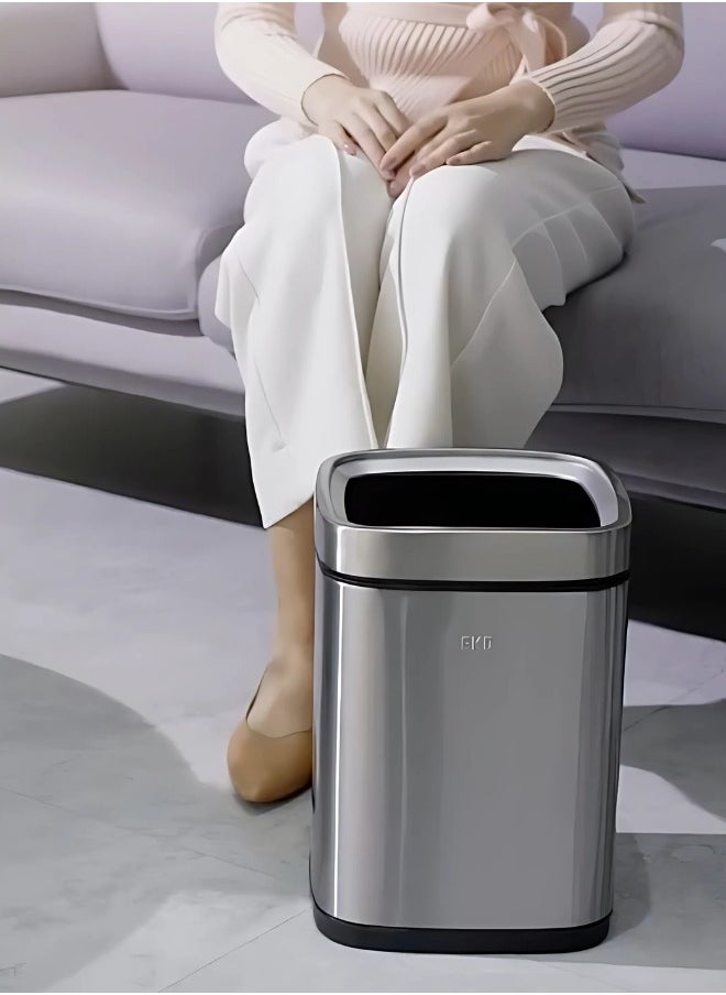 EKO Stainless Steel Fingerprint Proof & Open Top Trash Bin 9 Liters 