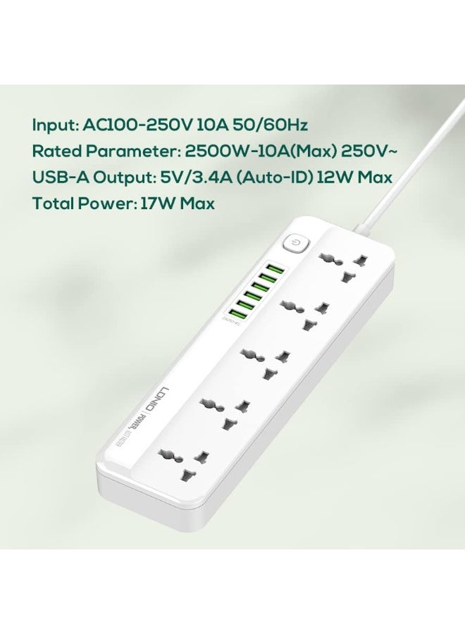LDNIO SC5614 2500W 5 SOCKETS with 6 USB Ports  DESKTOP EXTENSION HOME CHARGER with 2M EU POWER CORD - Image 5