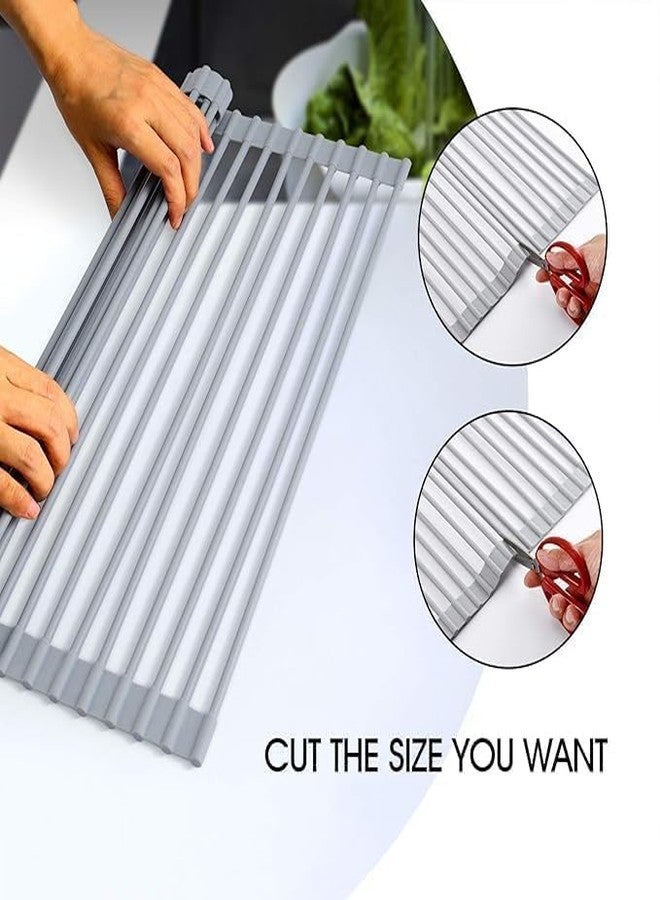 SHREESAMP Stainless Steel Roll Up Dish Drying Rack Foldable Sink Drainer for Fruits Vegetables Dishes Space Saving Durable Non-Slip Easy to Store Ideal for Kitchen - Image 4